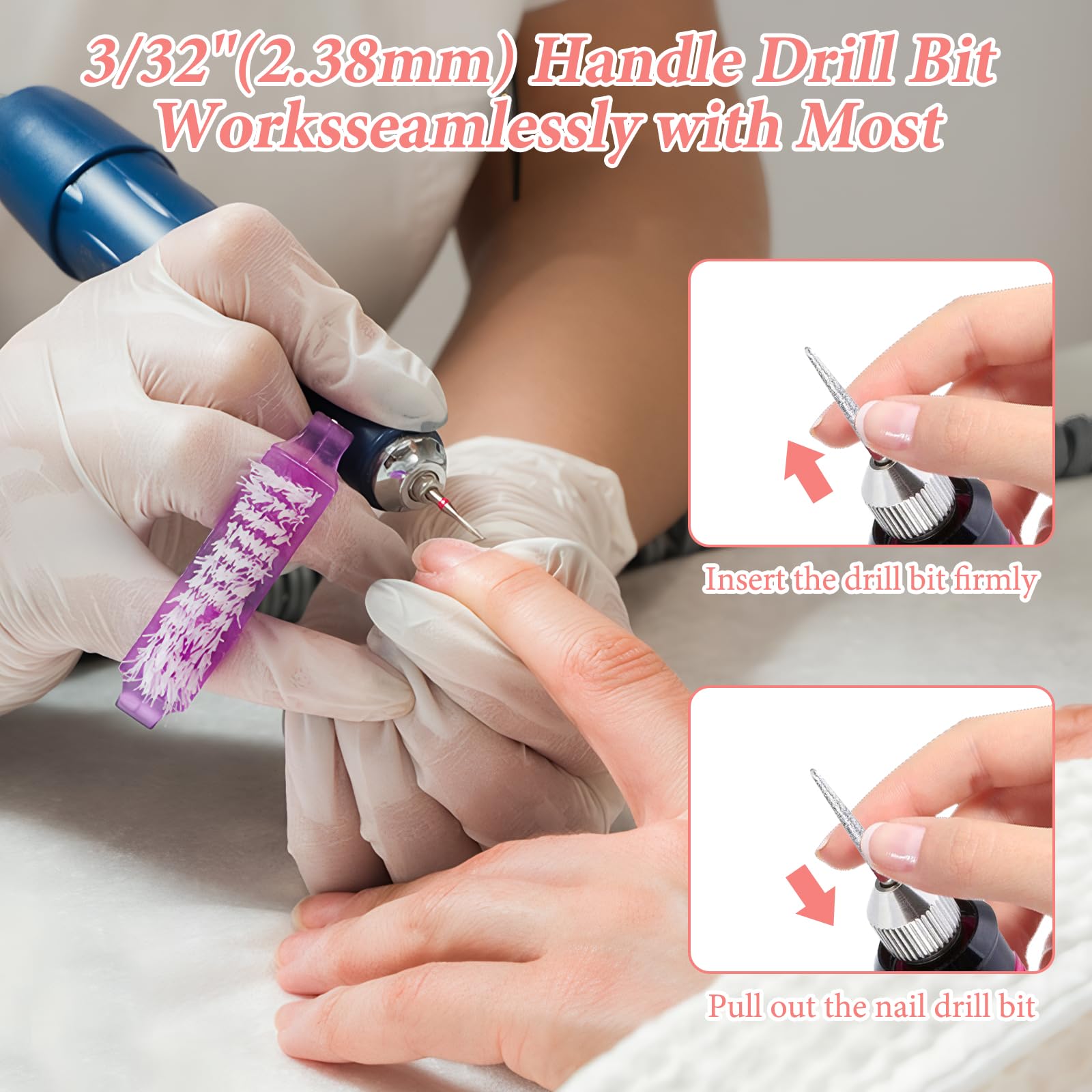 Set di 30 punte per fresa per unghie, fresa per unghie, punte per cuticole con aste da 3/32 pollici per manicure, cura delle unghie, mani e piedi