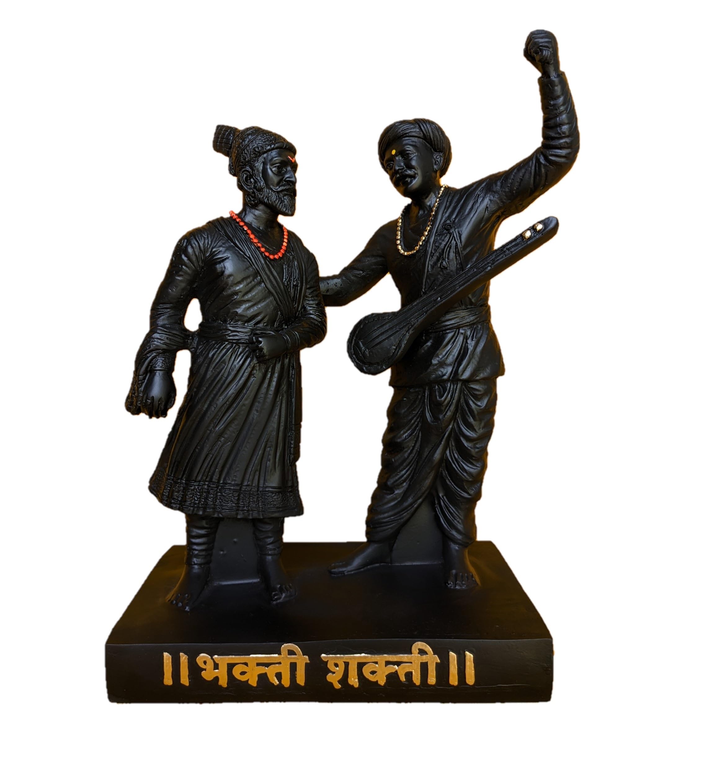 Chatrapati Shivaji Maharaj Murti with Sant Tukaram Maharaj (Bhakti Shakti Statue Murti) 14.5 inch