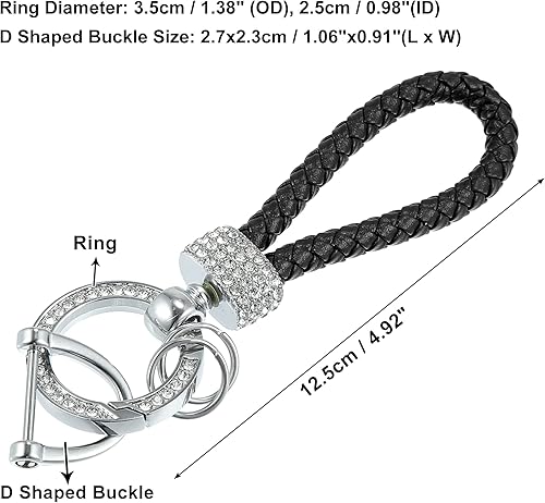 Miniatura 3 de X AUTOHAUX Juego de llaveros de llavero de coche para hombres y mujeres, de piel sintética, Negro -