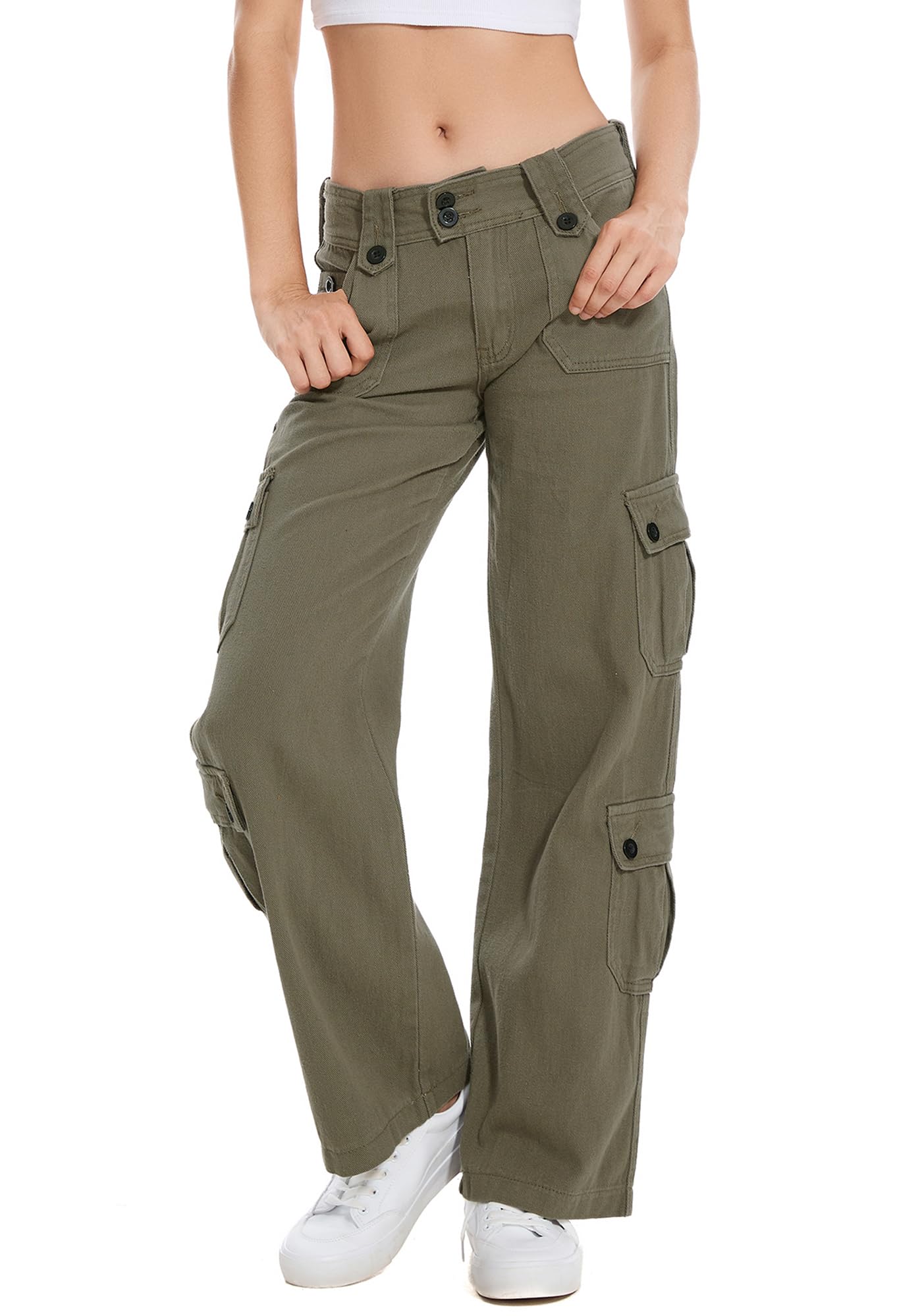 Cargo Jeans Damen Y2k Baggy Weites Bein Denim Hosen Niedrige Taille Mehrere Taschen Lose Streetwear Jeans
