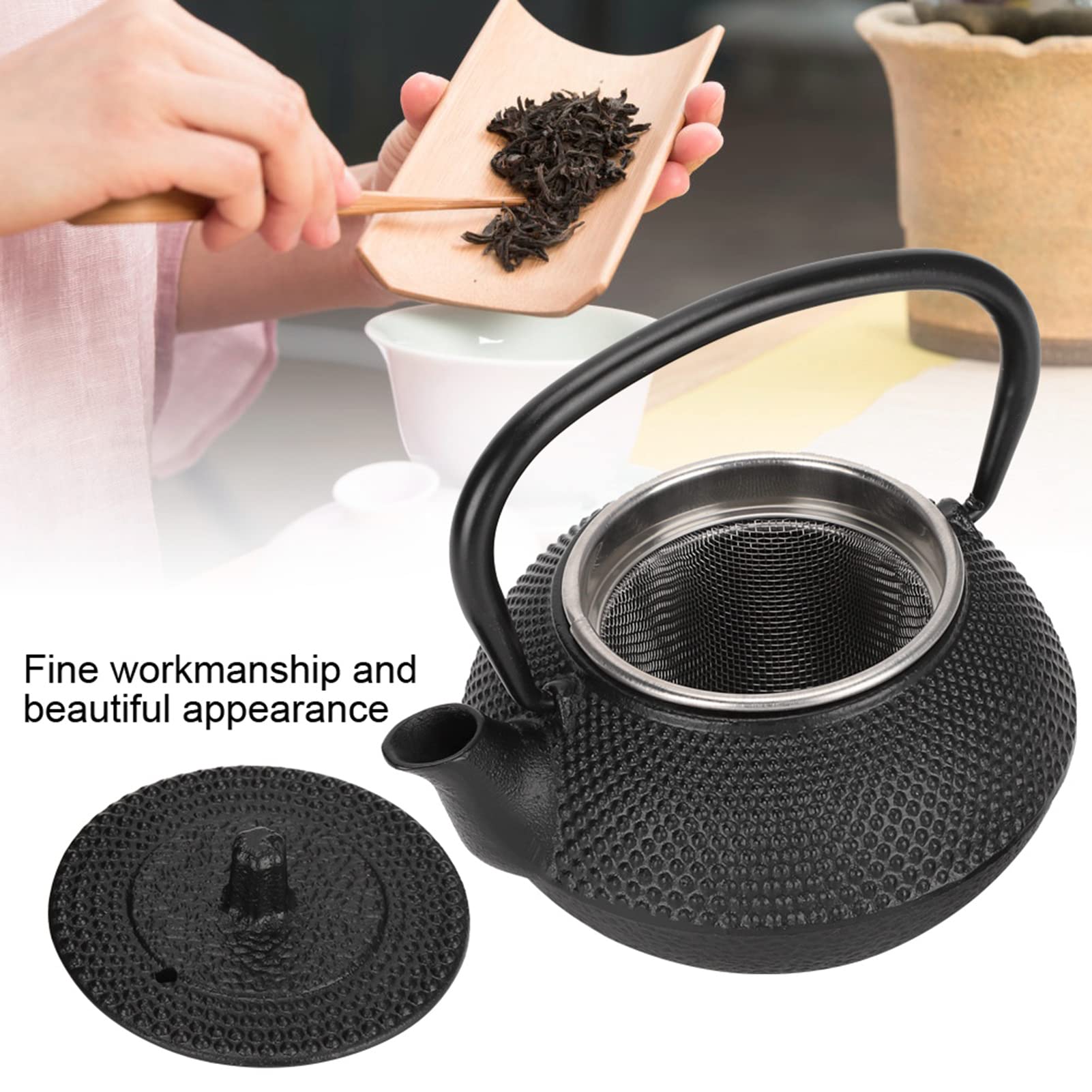 Petite théière en fonte de 300 ml avec infuseur, bouilloire en fonte pour usage domestique, modèle sur chaudière à thé japonaise