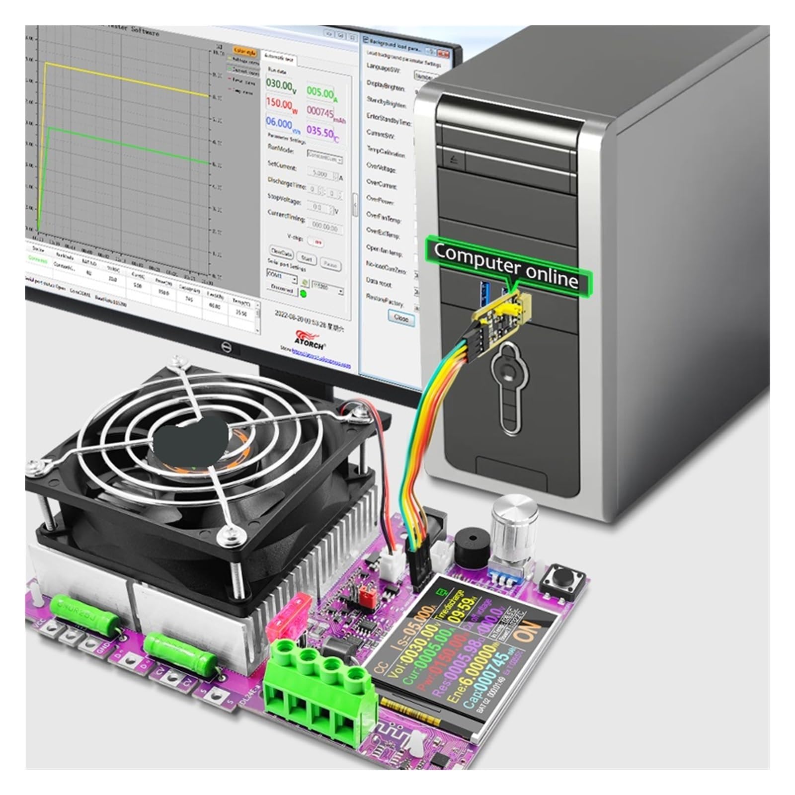 DL24EW 150W WiFi Smart Power Elektronische Last Tester DC USB 18650 Spannung Strom 48V Batterie Kapazität Monitor Werkzeuge for App(CDC with trigger)
