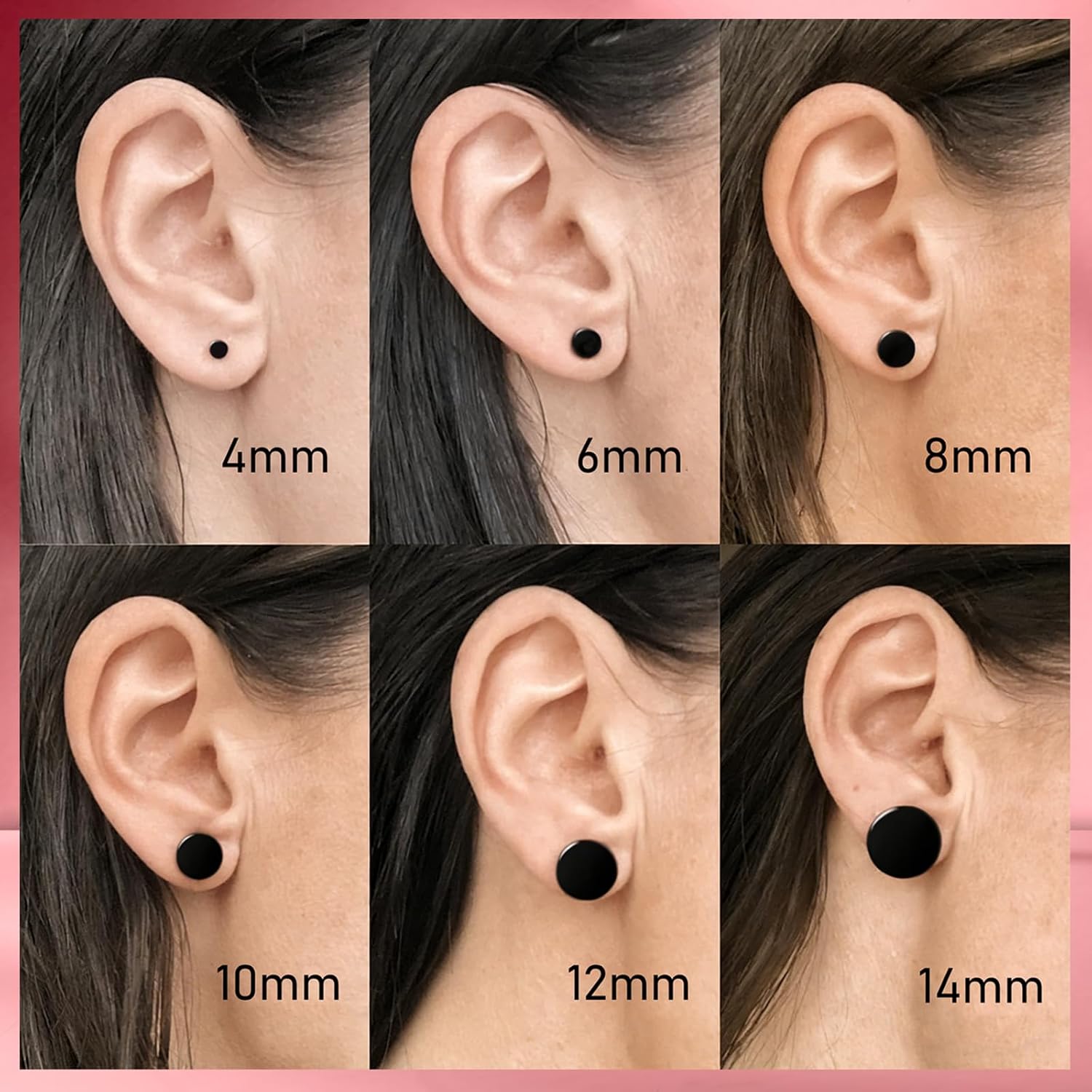 4mm-14mm Mens Womens Stud Earrings Fake Plugs Cheater Illusion Ear Gauges Tunnel 7 Pairs