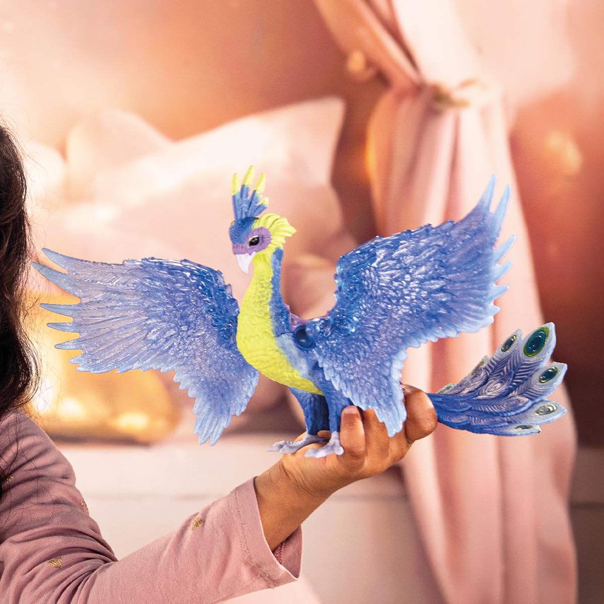 SCHLEICH Bayala, 11" Magical Peacock Bird Toy with Movable Wings - Image 2