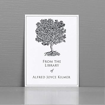 PERSONALIZED VINTAGE GREY TREE Bookplate. Set of 12. SIZE 3.1" H x 2.3"