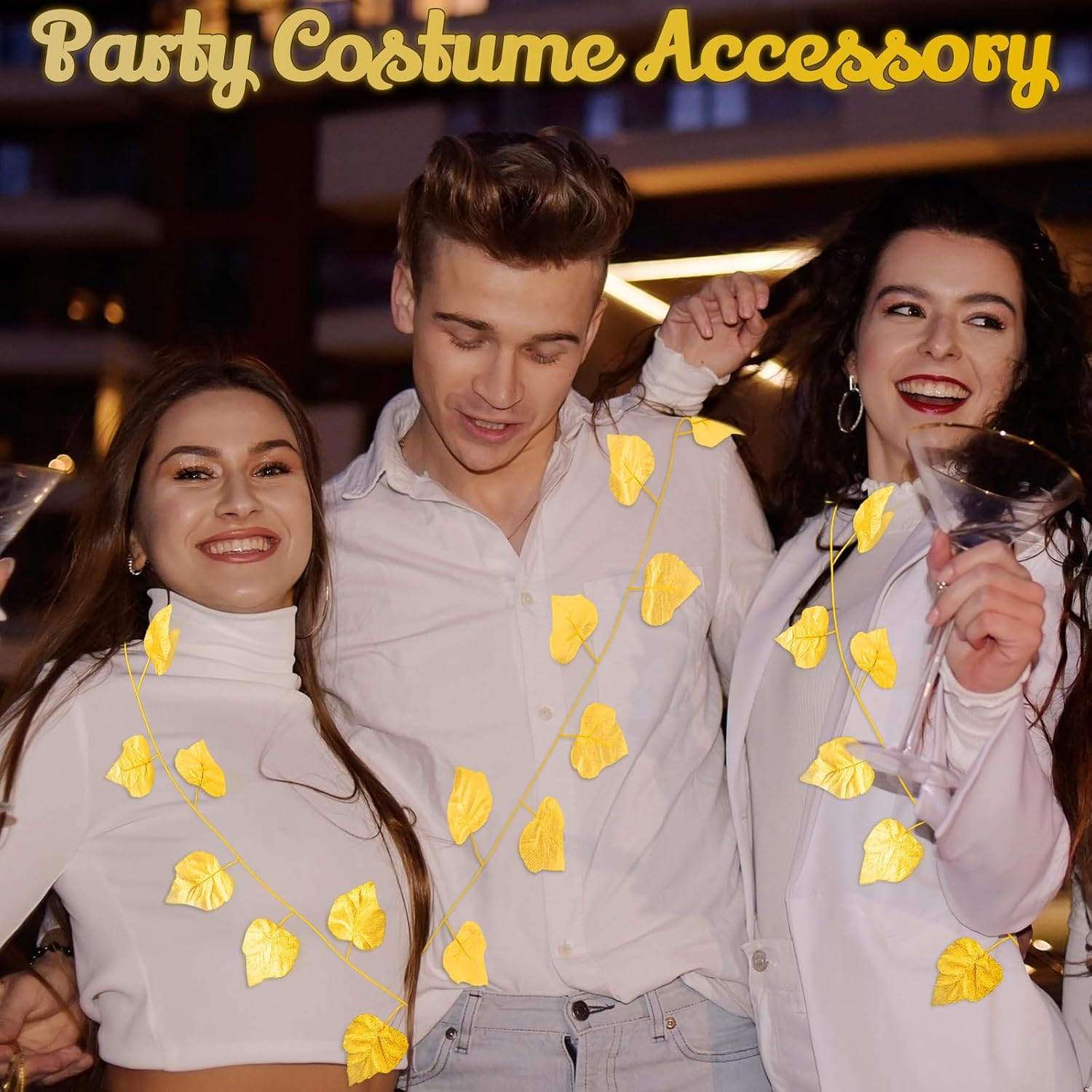 Suncalla 12 Pcs Artificial Golden Leaf Garland Toga Party Leis Decoration 7.87ft DIY Gold Leaf Roman Greek Goddess Costume Accessories Gold Leaves Ribbon for Toga Party Halloween Christmas Wedding