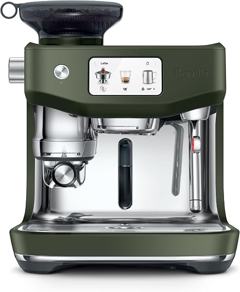 Breville Oracle Jet Espresso Machine in olive tapenade finish with integrated grinder and steam wand