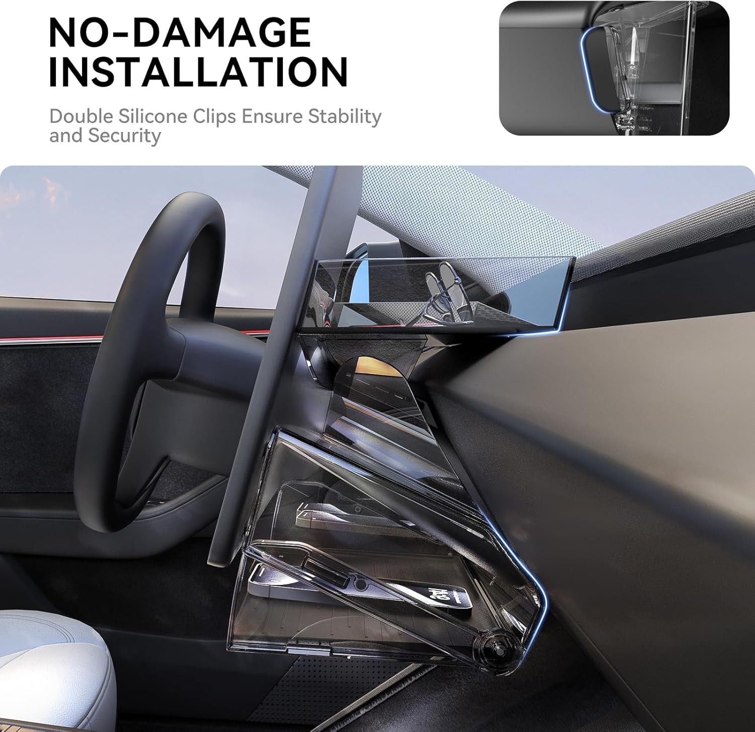 YONZEE Under Screen Storage for Tesla Model Y Juniper & Model 3 Highland 2025-2024,Magnetic Hideable Center Console Organizer Tray,Easy Install