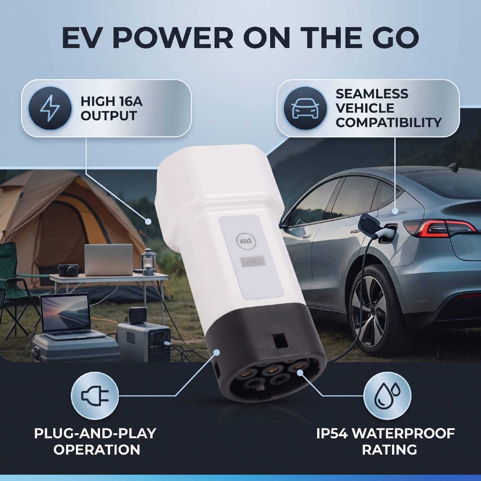 Tbest Konwerter Rozładowania EV 16A Typ 2 dla BYD 3 Seal