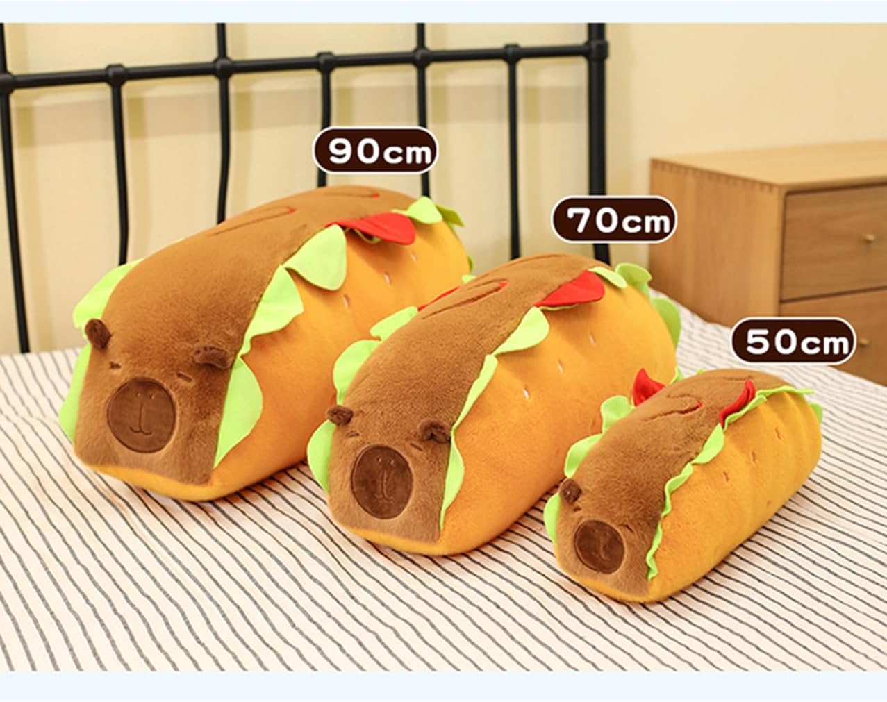 ホットドッグぬいぐるみソフト枕 長いぬいぐるみ動物の食べ物 子供へのかわいいギフト 背中サポート 横向き寝 ストレス解消 (90cm