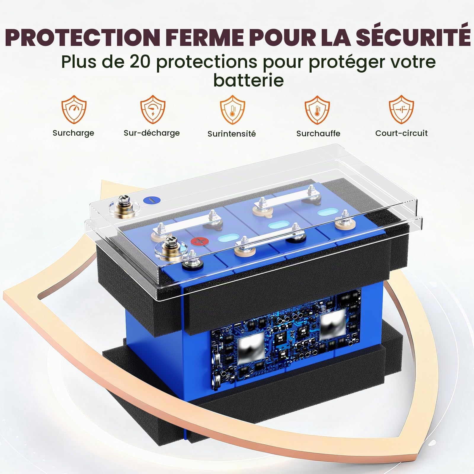 Batterie Lithium 12V(12.8V) 300Ah, Batterie LiFePO4 Rechargeable avec BMS 200A, 3840Wh, Pour Camping Car, Système Off-Grid, Bateau, Caravane, Solaire