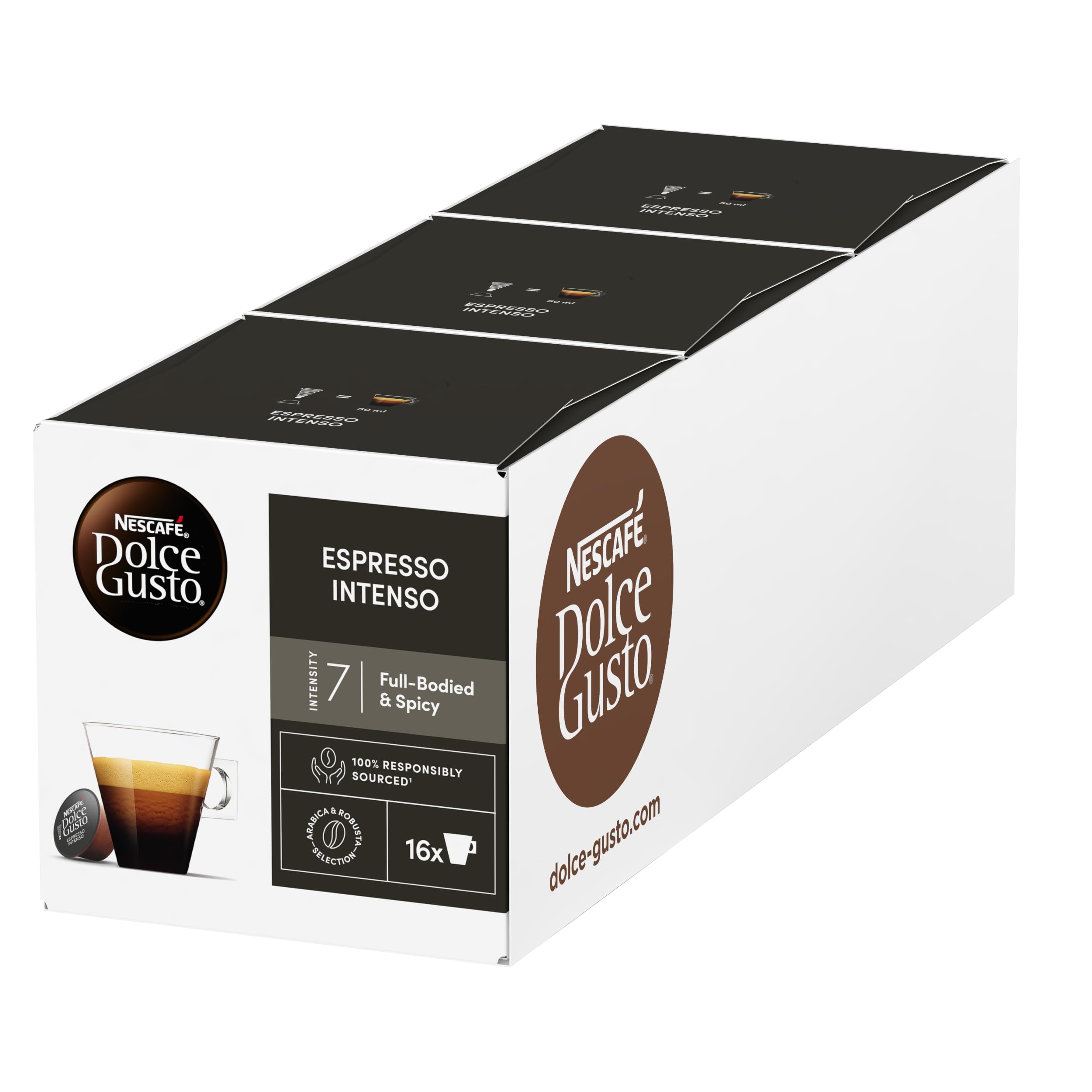 Espresso Intenso Coffee Pods - total of 48 Espresso Intenso Coffee pods- Medium Roast with Velvety Crema- Intensity 7 - (3 Packs)