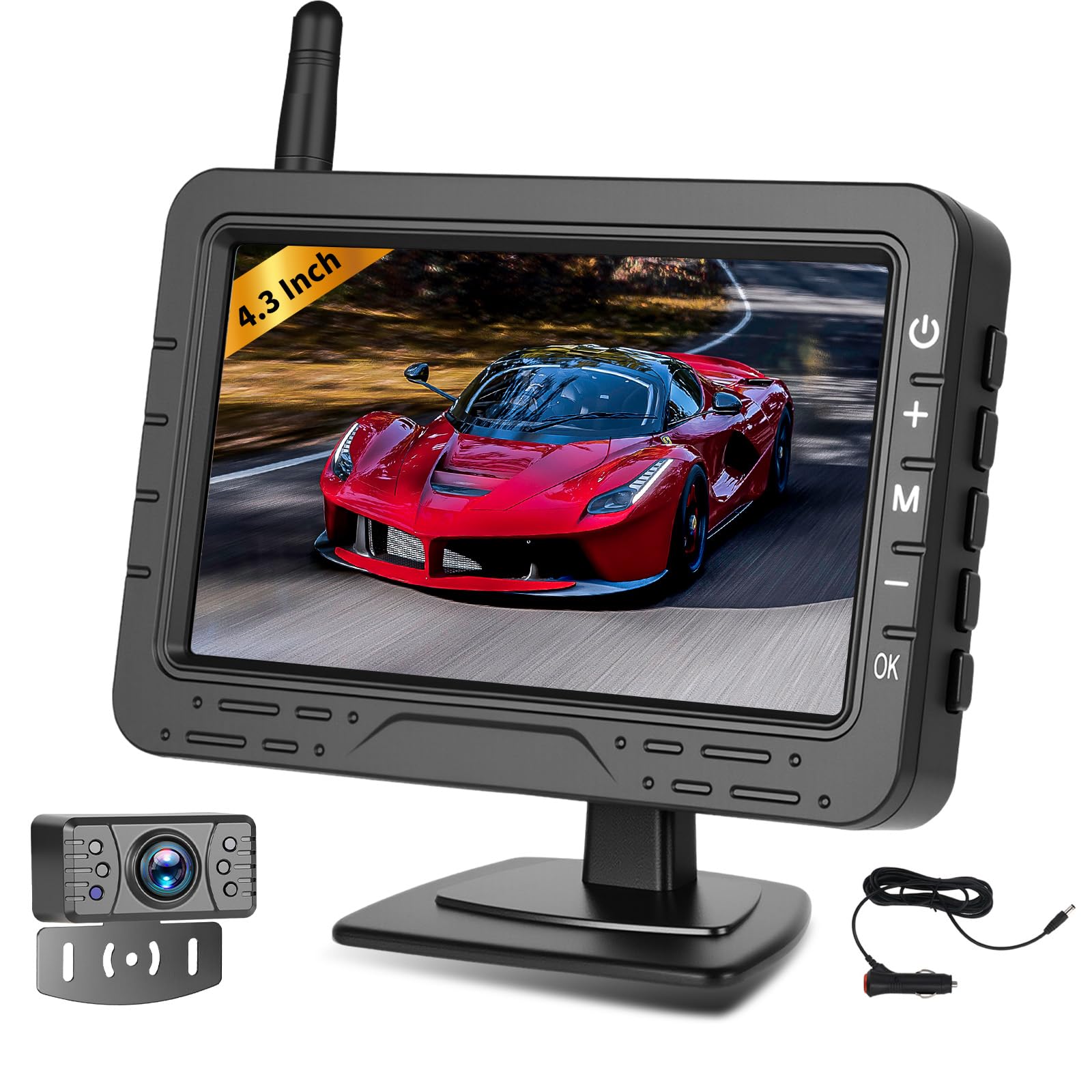 AHD Inalámbrico Cámaras Traseras para Coches con 4,3 Pulgadas de Señal Digital IP68 Impermeable de Visión Nocturna de Gran Angular de la Ventosa Puede DC12V Matrícula de la Cámara