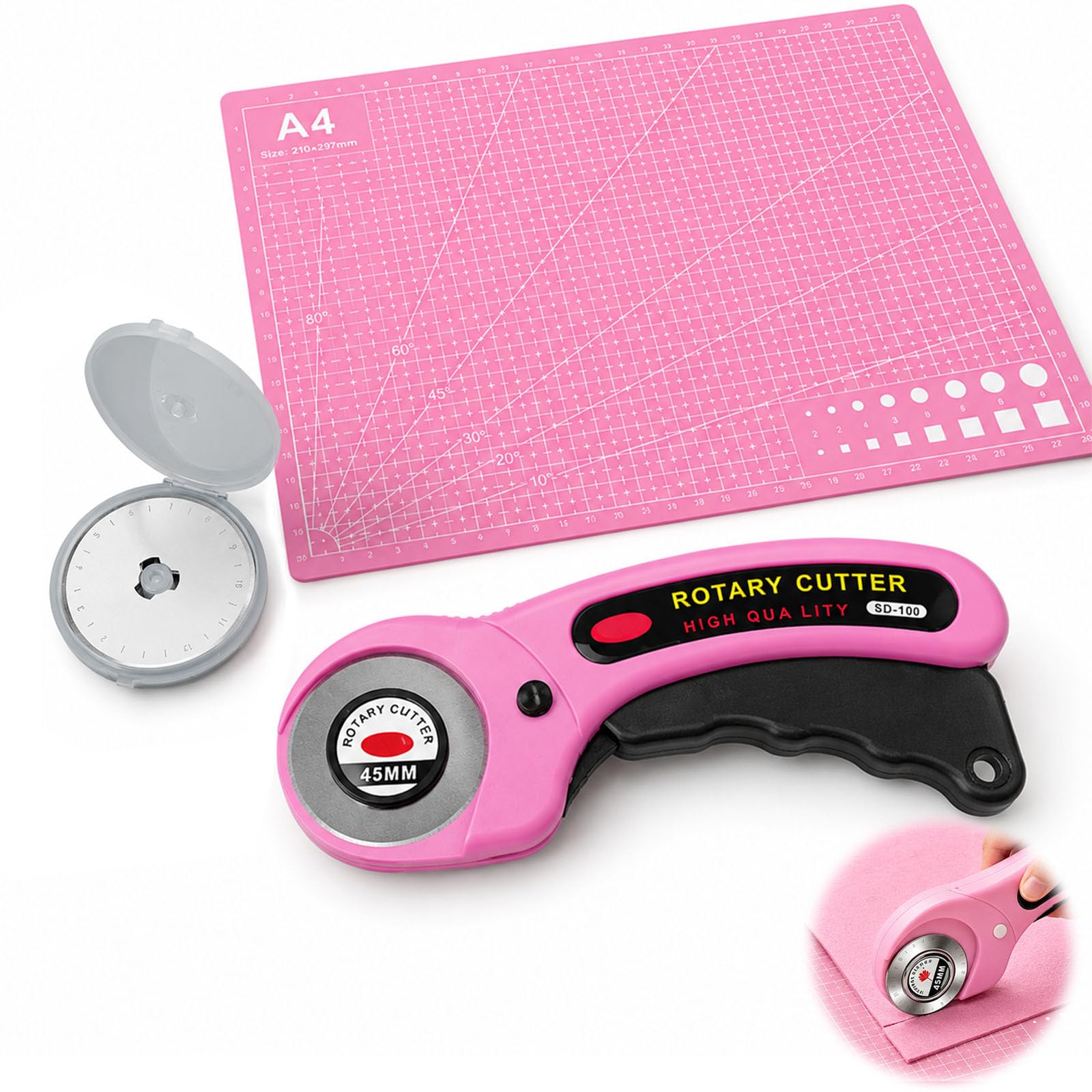 12 PCS Rotary Cutter, Durable Fabric Cutter for Sewing Quilting Leather (Pink)