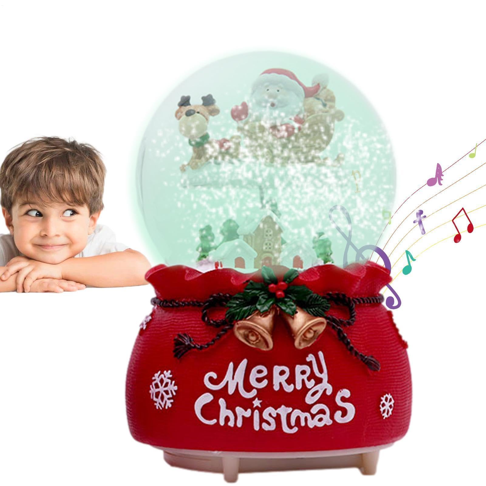 Palla di neve Natale con carillon, dipinto a mano casa musicale natalizia | Decorazioni, per ragazze, donne, bambini, ragazzi, mamme, figlie