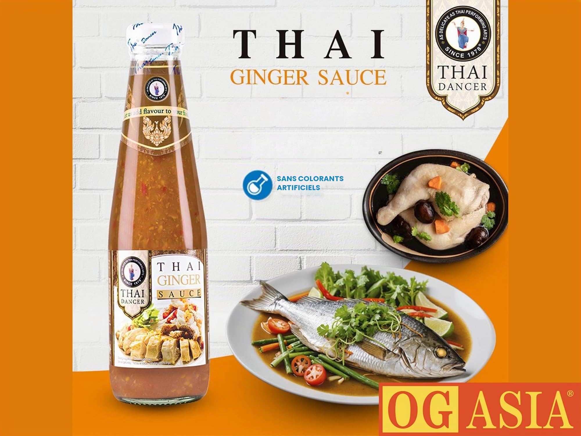THAI DANCER Lot de 2 bouteilles de sauce thaïlandaise authentique au gingembre OG ASIA 600 ml