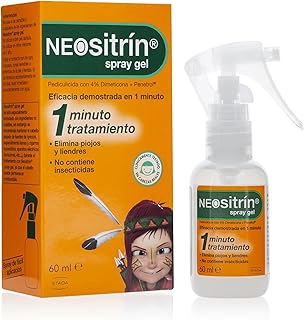 Neositrin, Spray Gel Antipiojos, Elimina Piojos y Liendres en 1 Minuto y en 1 Aplicación, Sin Insecticidas, A partir de 1 Año, 60ml