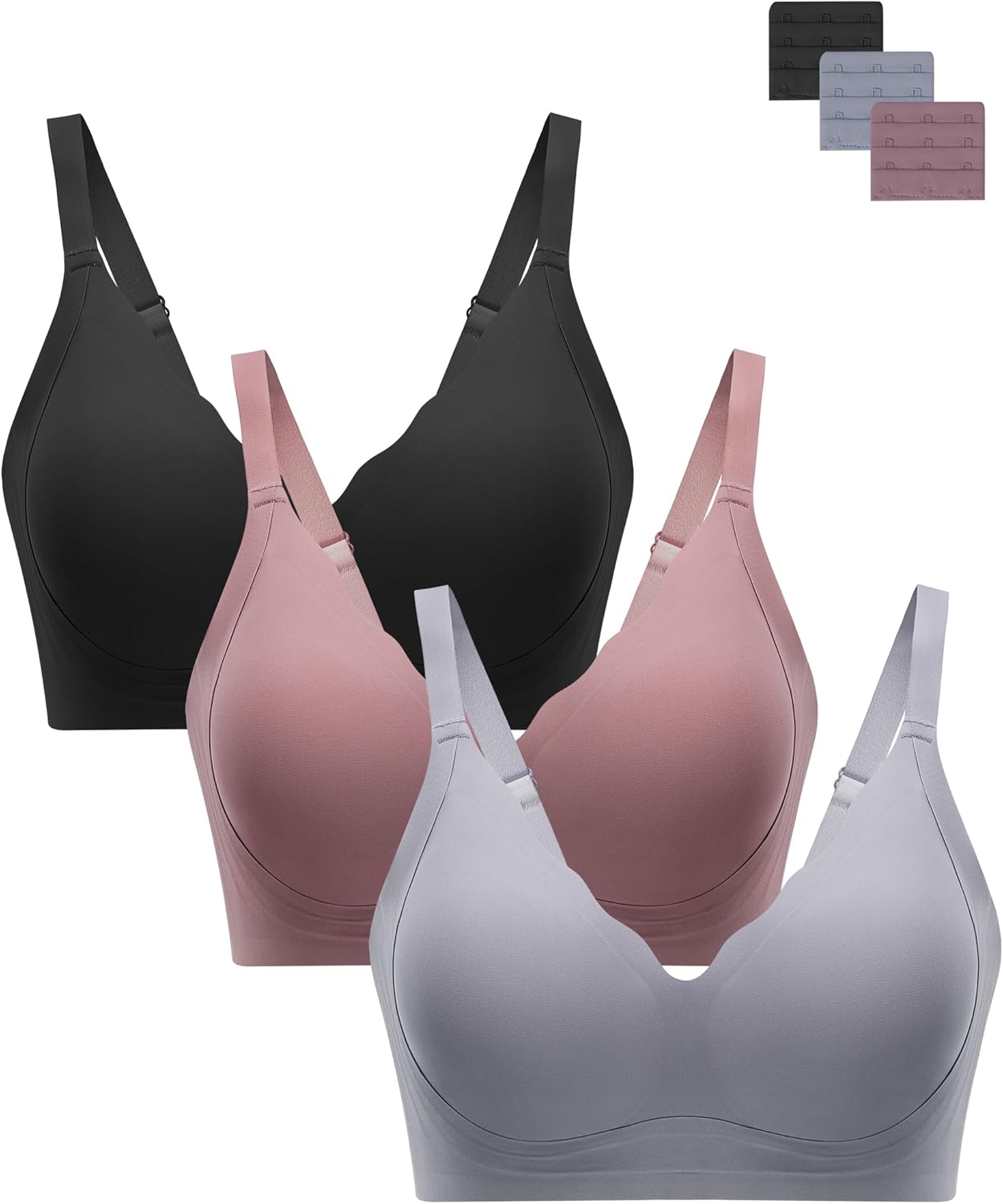 HBselect Jelly Bras for Women No Underwire 3PCS Comfort Wireless Push Up Bras Seamless Scalloped Lift Everyday Bralettes - Image 8