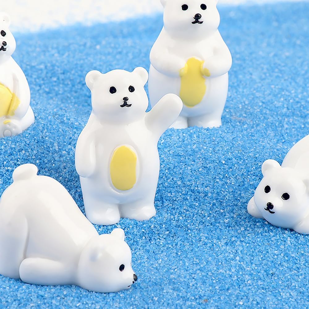 SaiDian 80Pcs Glow-in-The-Dark Mini Resin Polar Bears Cartoon Arctic Animals Winter Figurine Decorations for DIY Cake Miniature Gardens and Plant Pots - Image 4