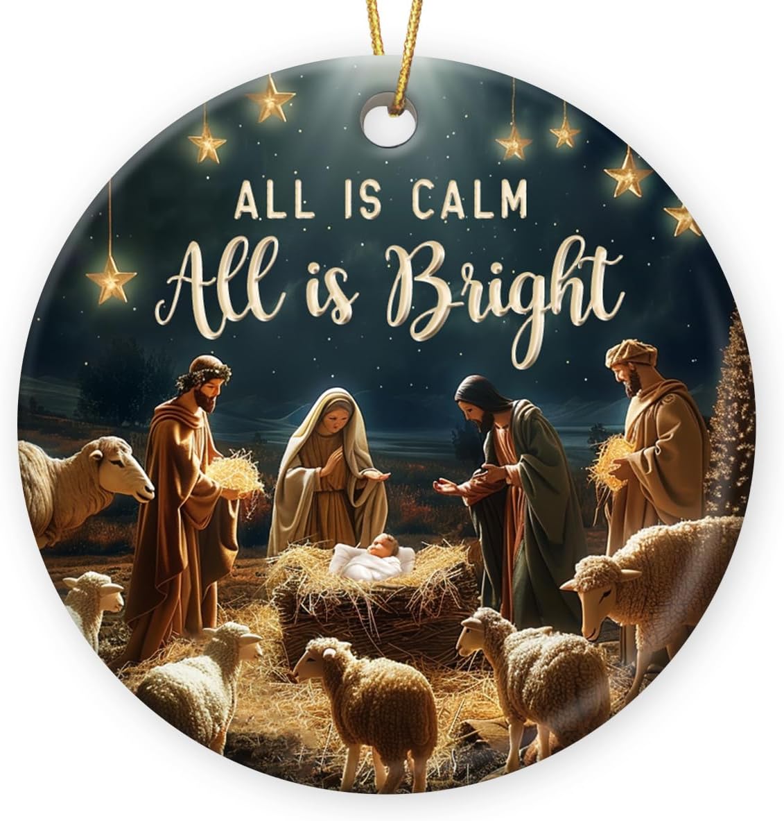 Nativity Ornaments for Christmas Tree - Religious Gifts for Men, Women, Christian Gift Ideas, Ceramic Christian Ornament 2025, Nativity Scene Christmas Decor Keepsake