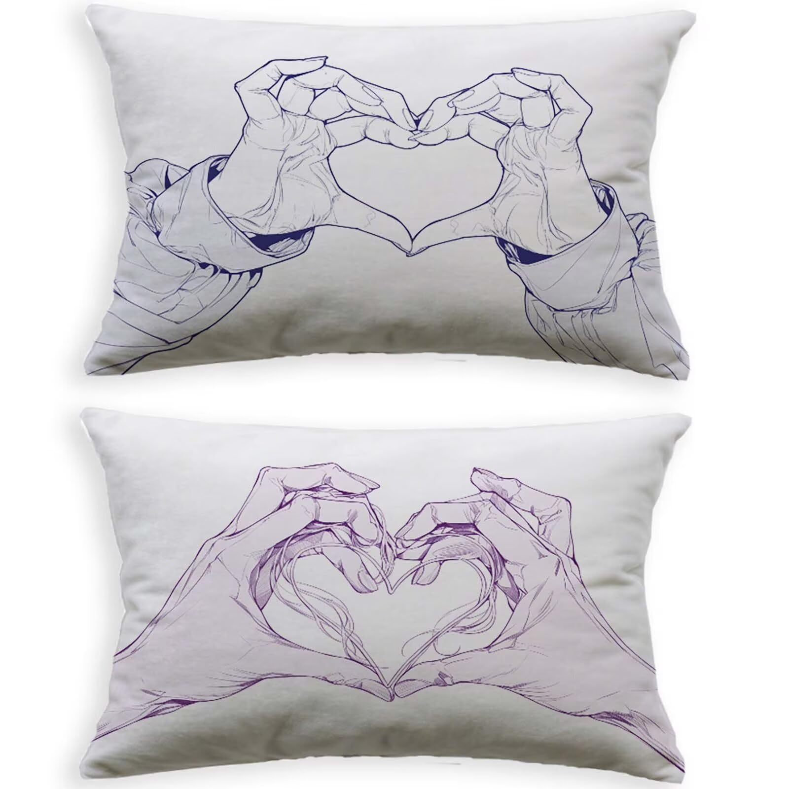 Housses de coussin extérieur blanc 80x100 cm en lin pour jardin lot de 2