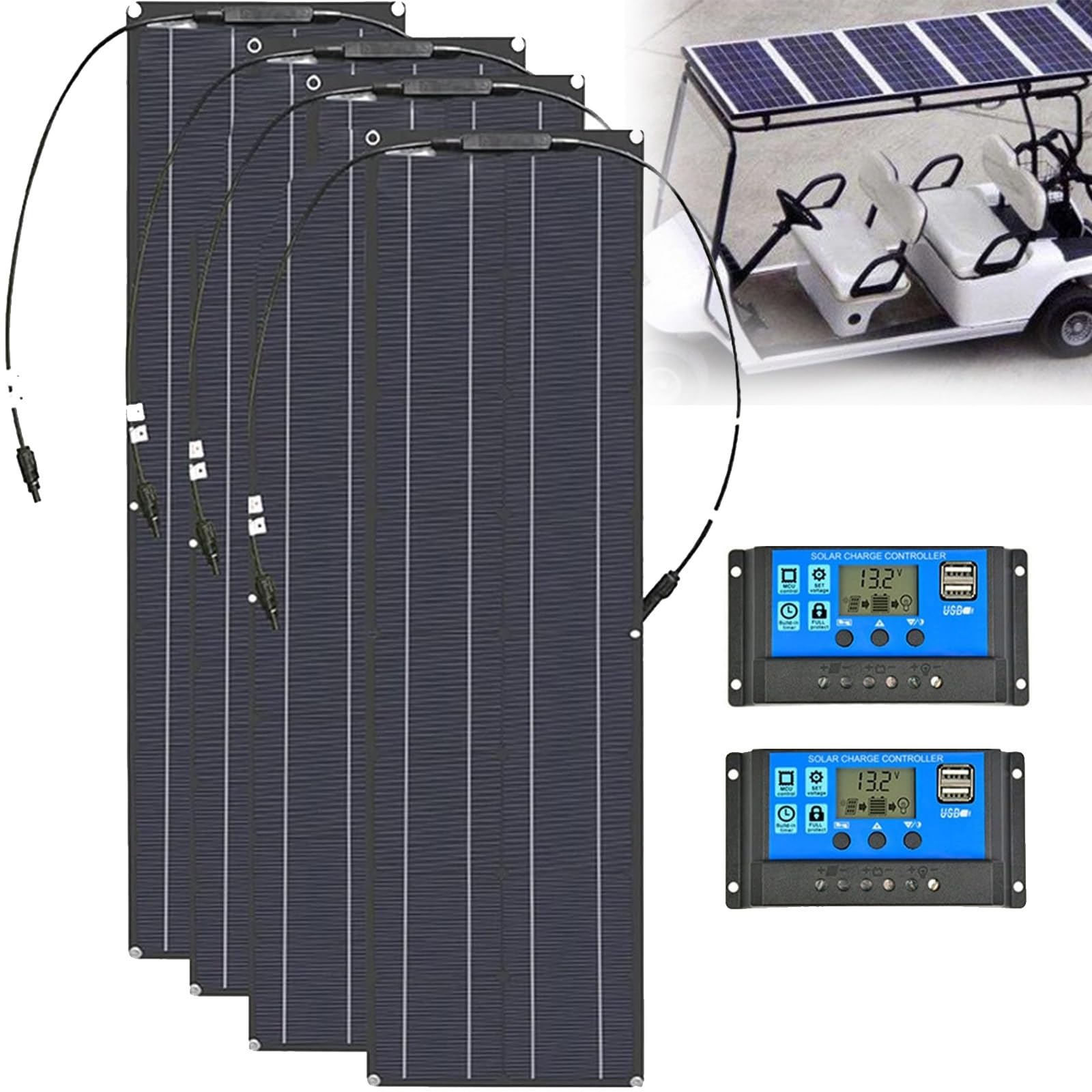 200W 400W 800W Flessibile Pannello Solare Kit Pannelli Solari Monocristallini +Regolatore di Carica +Cavo Solare,Flessibile Camper Pannelli PV Solari da Balcone(800W)