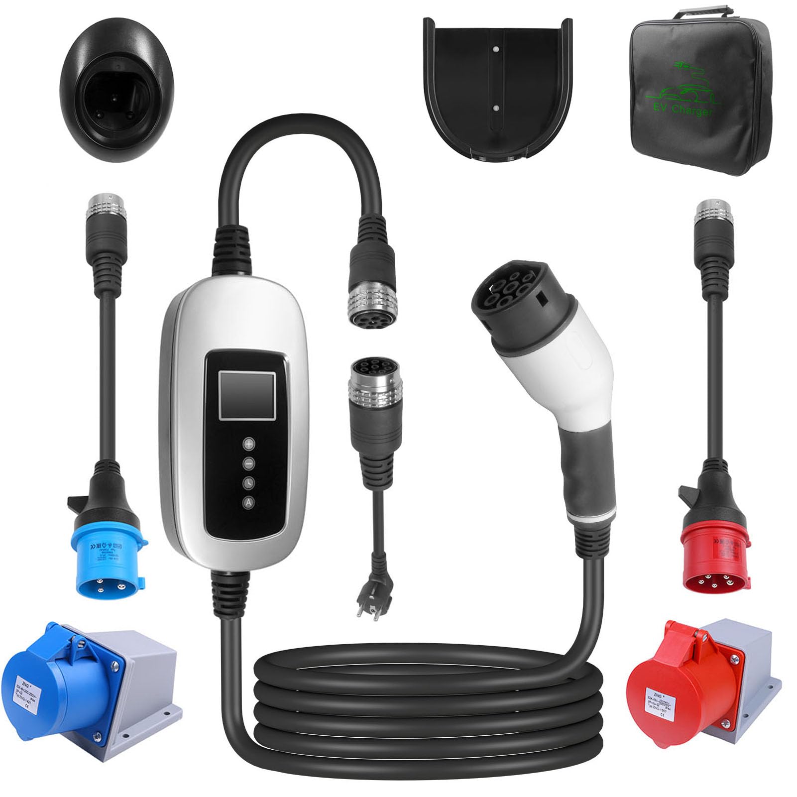 Cargador portátil para vehículos eléctricos de 22 kW y 5 m, CEE, 3
