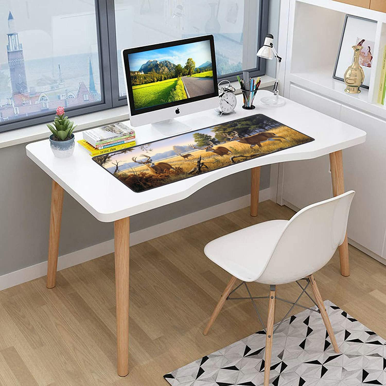 Alfombrilla de ratón extendida para juegos, gran alfombrilla de ratón para juegos, teclado de ordenador, alfombrilla de ratón, base de goma antideslizante para jugadores, oficina, estudio + posavasos,