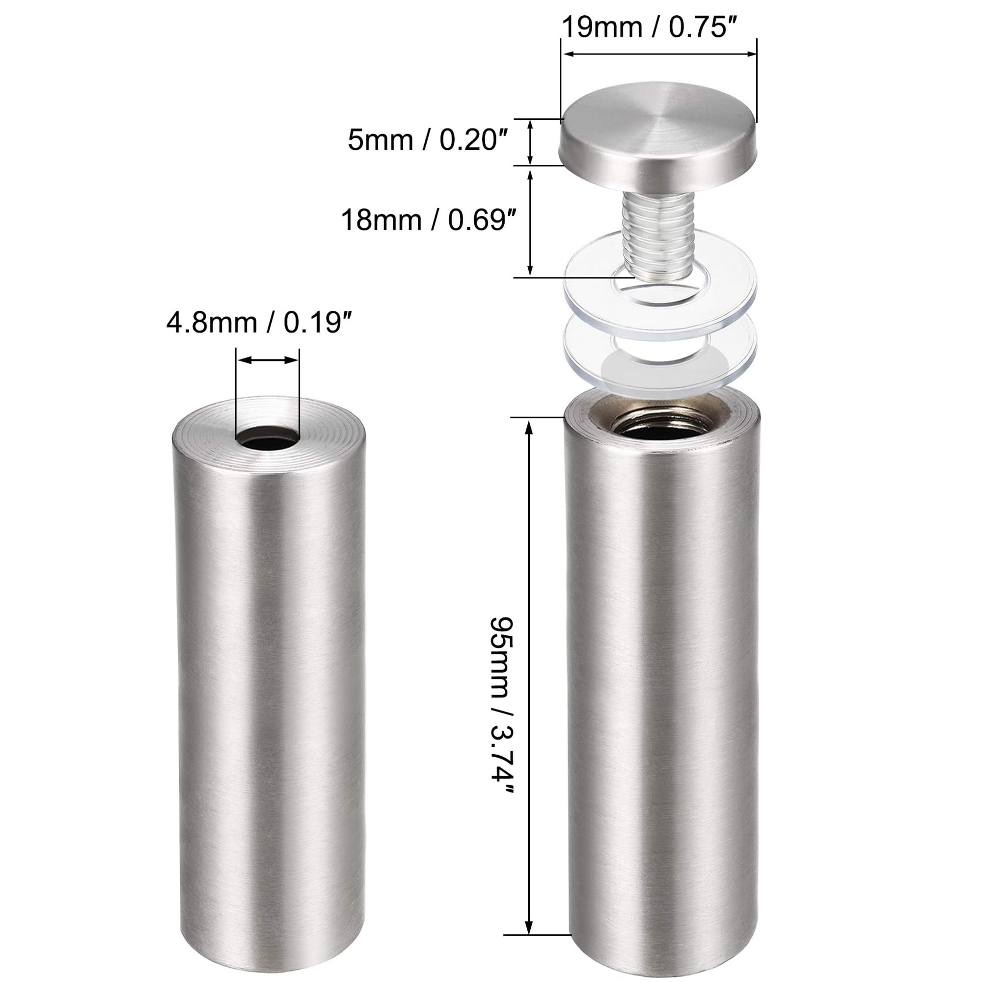 TA-VIGOR 3/4 Dia x 4"(19x100mm) Acrylic Standoff Screws - Image 2