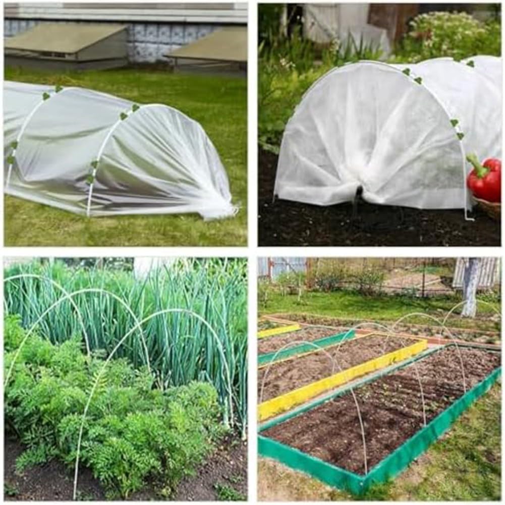 Cerchi da giardino in fibra di vetro per aiuole rialzate, set di connettori resistenti alle intemperie, parti in metallo e plastica, telaio per tunnel fai da te per serre (100 pezzi)
