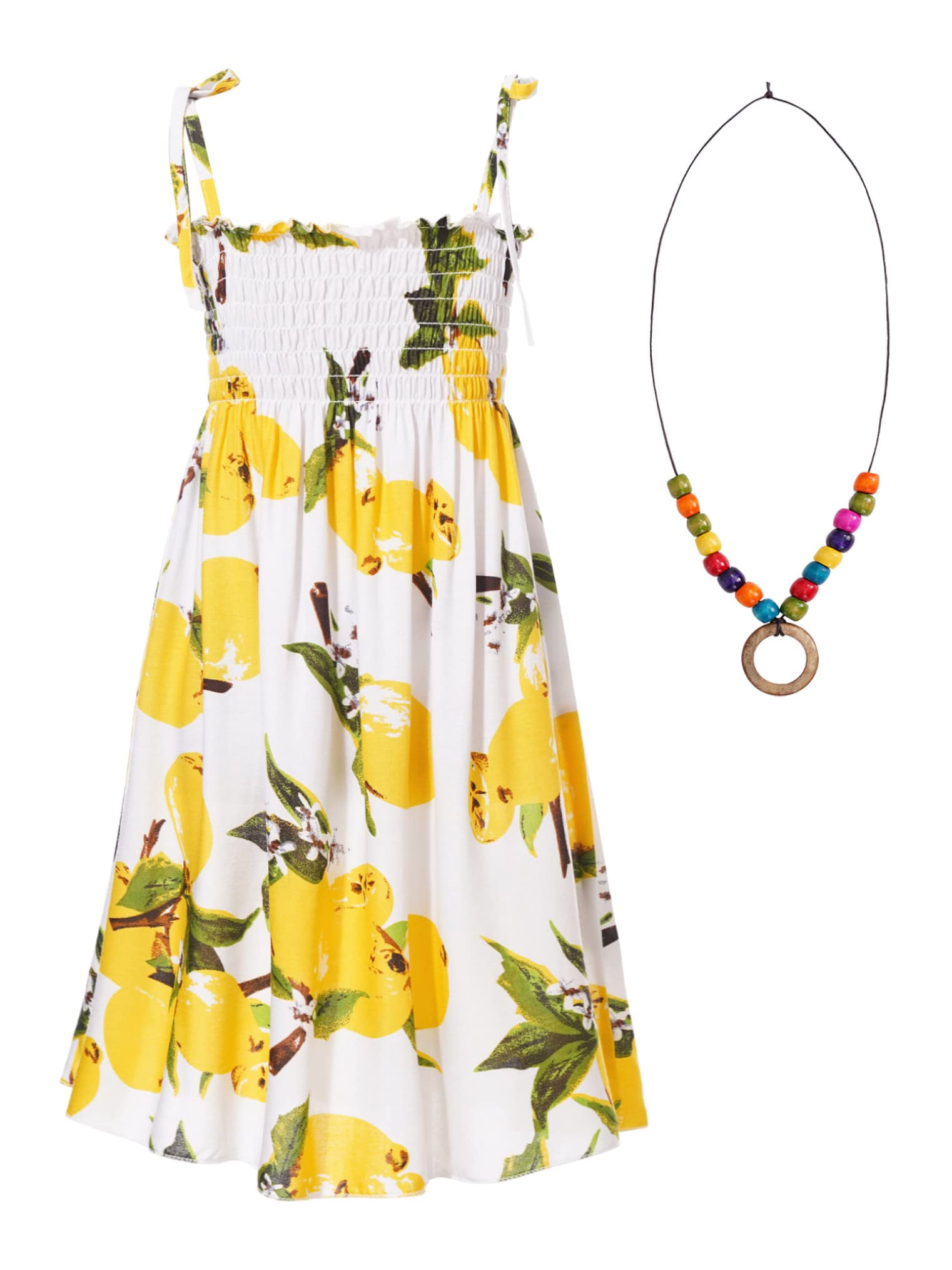 Freebily Vestido Corto de Verano para Niñas sin Manga Vestido de Tirante Fino con Estampado Floral Bohemio Pastoral y Colgante Vestido de Vacaciones Playa 3-12 Años