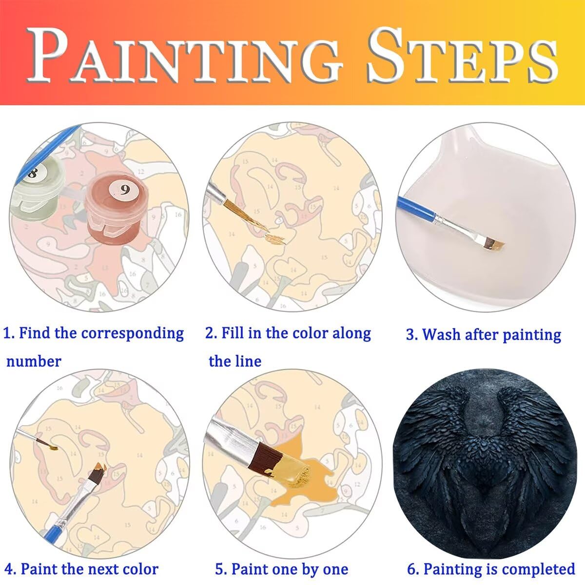 Dipingere con i Numeri Wings, Paint by Numbers Adulti Astratto, Fai da te Creativi Adulti Quadri da Dipingere Numerati Kit per Decorazione Della Parete di Casa, Regalo 100x135 cm Senza Cornice W1-L