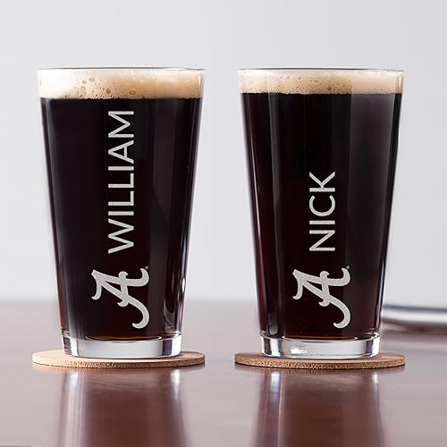 Miniatura 2 de Lifetime Creations Vaso de cerveza personalizado de Alabama Crimson Tide  Producto oficial, grabado de 16 onzas, regalo de cumpleaños para el Día