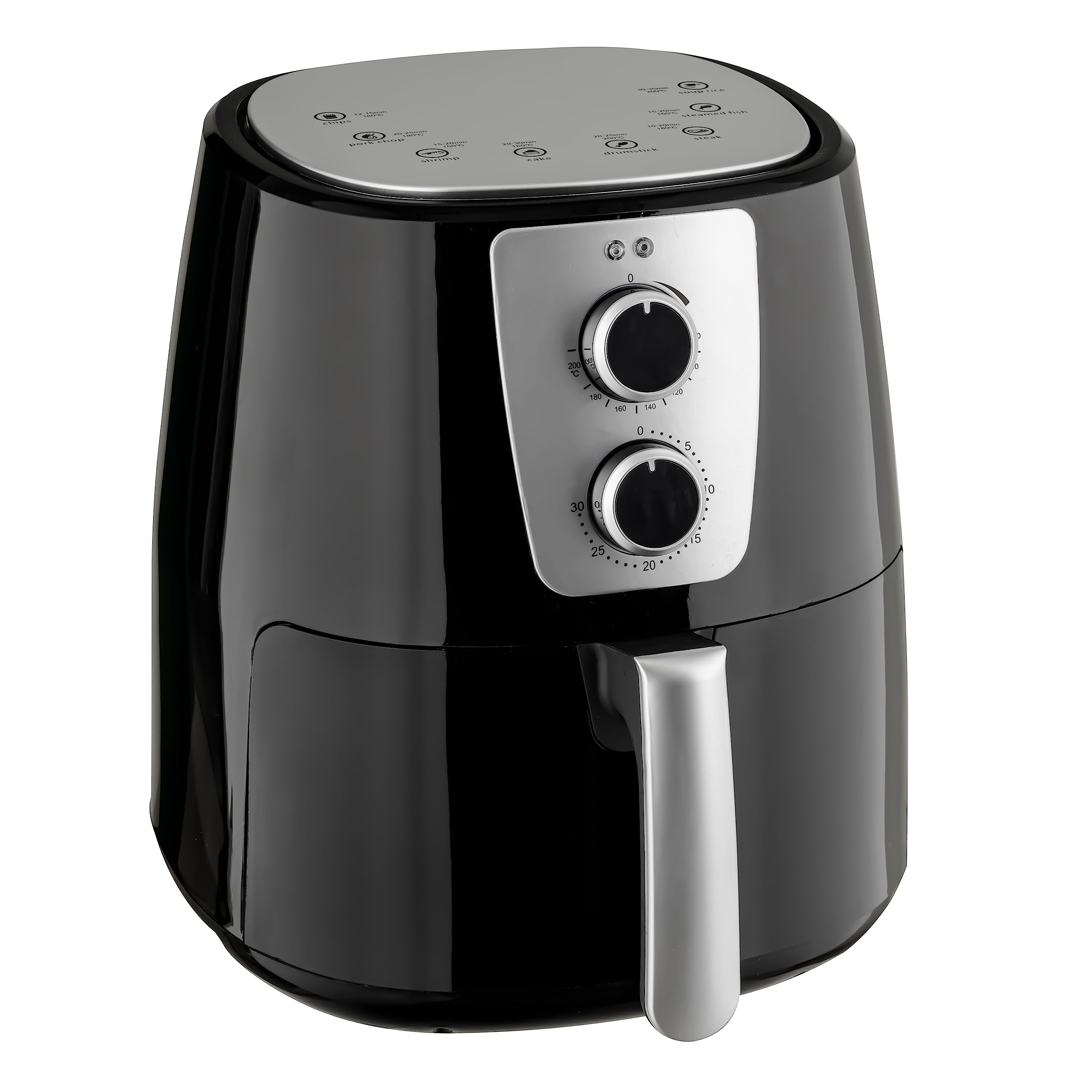 Baroni Home Friggitrice ad Aria Calda Senza Olio con Cestello Antiaderente, Air Fryer con Termostato Regolabile fino a 200°, Capacità 5,2 Lt, 1300 Watt, 37x27x25 cm
