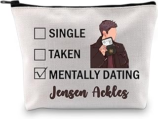 G2TUP Jensen A Inspired Gift Mentally Dating Jensen A Makeup Bag Dean Winchester Fan Cosmetic Bag Jensen A Merch (Jensen A MB)