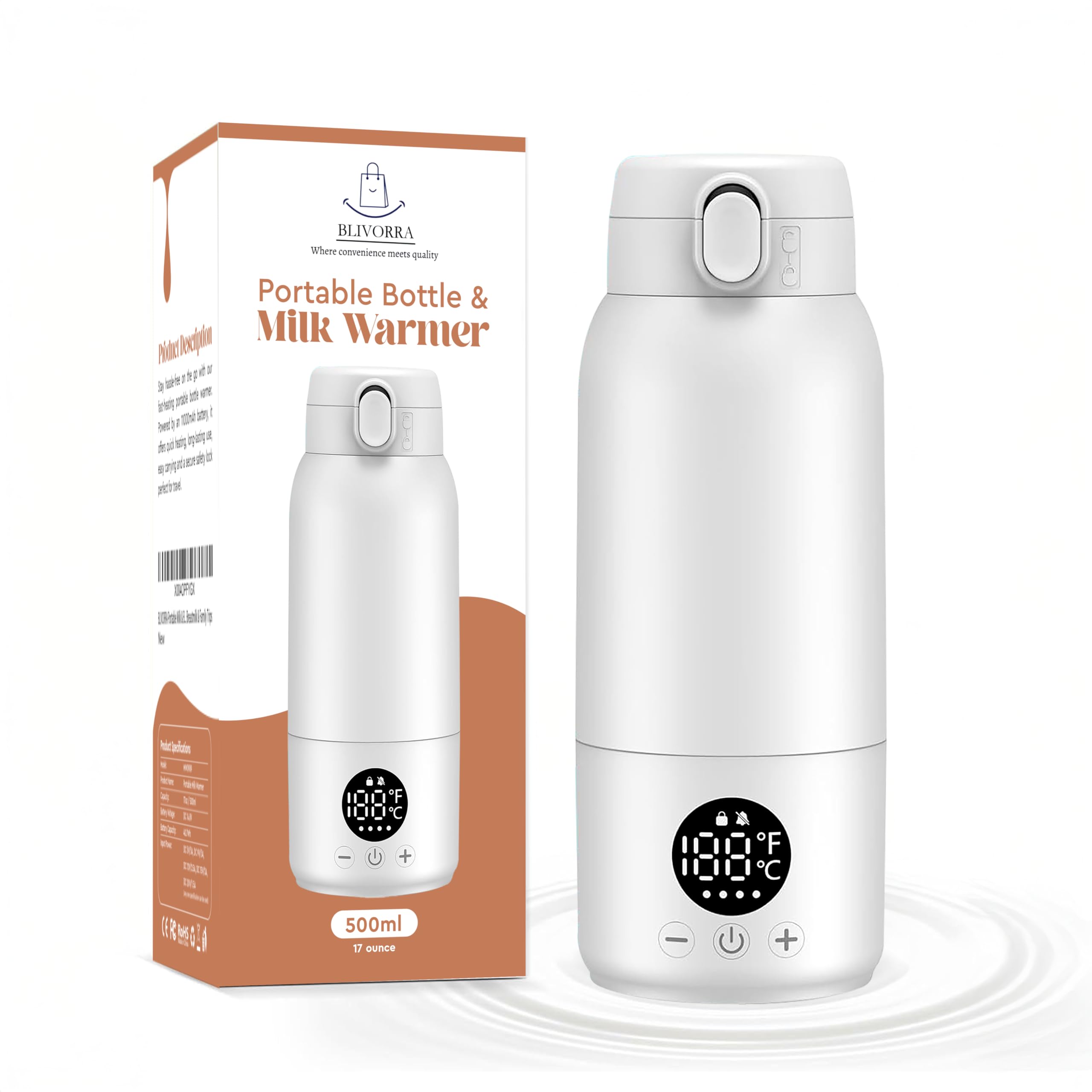Large Portable Milk Warmer for Travel - Dual Heating Modes for Breast Milk & Water, 480 ml Bottle Warmer with Large Capacity, Fast Heating, Long Battery Life and Leak-Proof-image-48