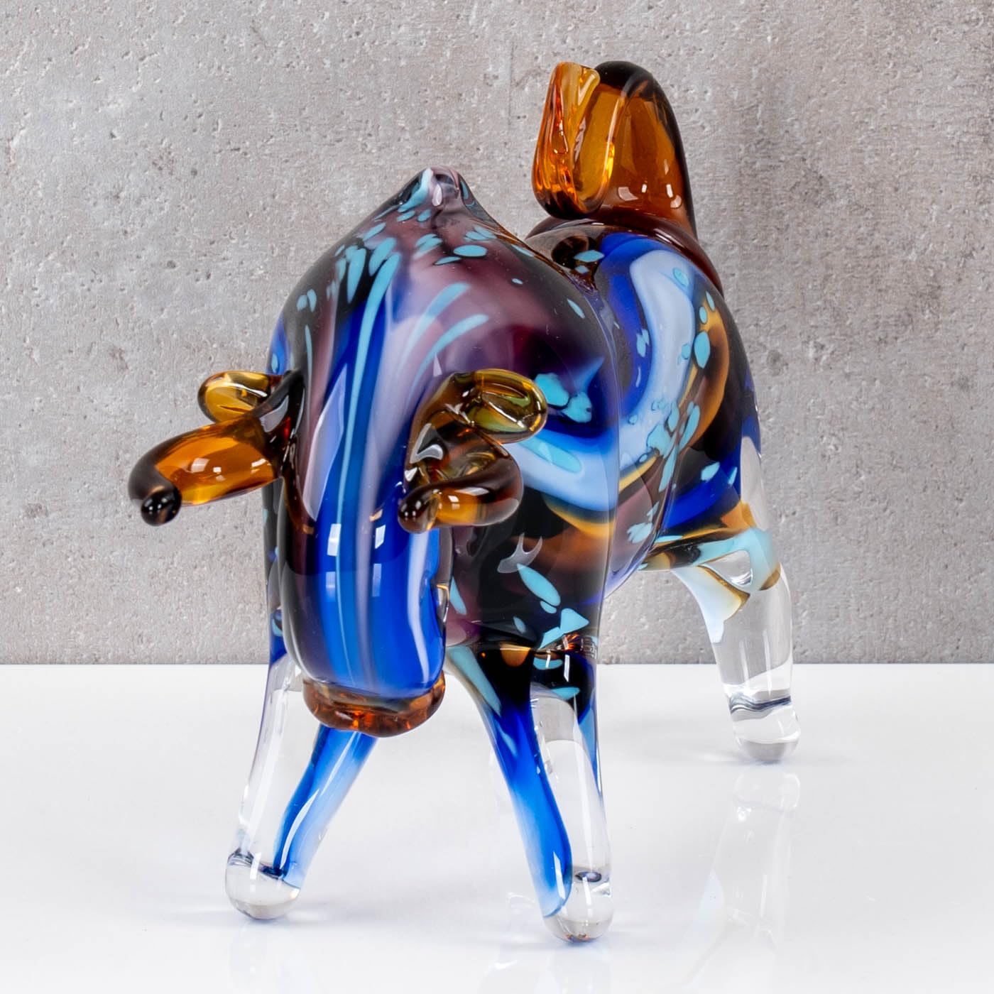 levandeo Glasfigur Stier 22x13cm Design Skulptur Bulle Handarbeit Stierfigur Glas Deko Unikat Tier Wohnaccessoire Geschenkidee Kunstobjekt