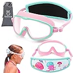 Vvinca Kids Swim Goggles for Age 2-8, Toddler-Goggles with Fabric Strap No Leak Pain-Free, Anti-Fog Goggles for Girls Boys