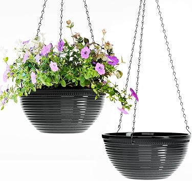 10 Inch Hanging Planters for Indoor/Outdoor Plants, Glazed Hanging Baskets