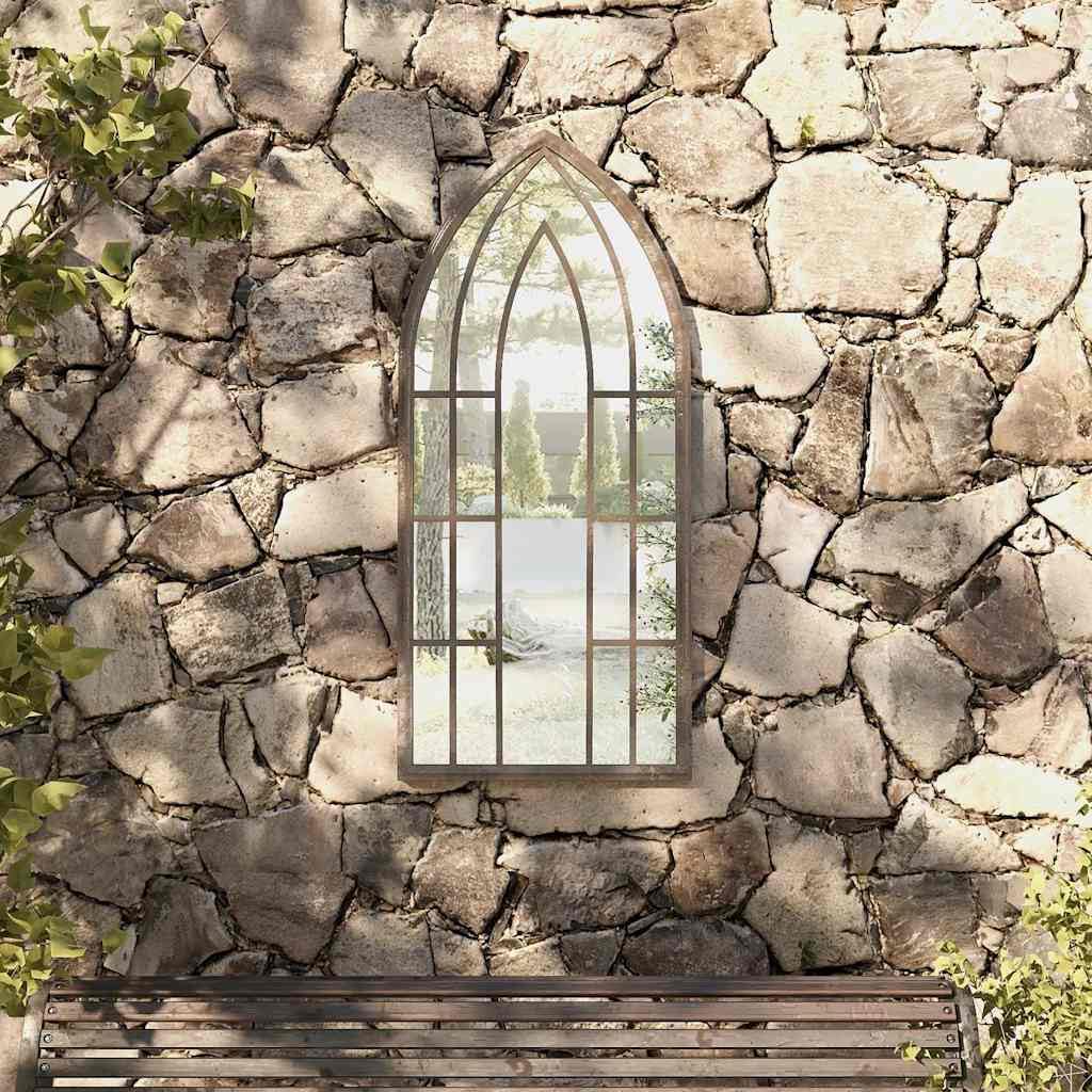 Miroir de Jardin en Fer Sable 100x45cm décoratif Mural extérieur avec Effet Rouille pour agrandir reflet luminosité et embellir entrée Salon Chambre
