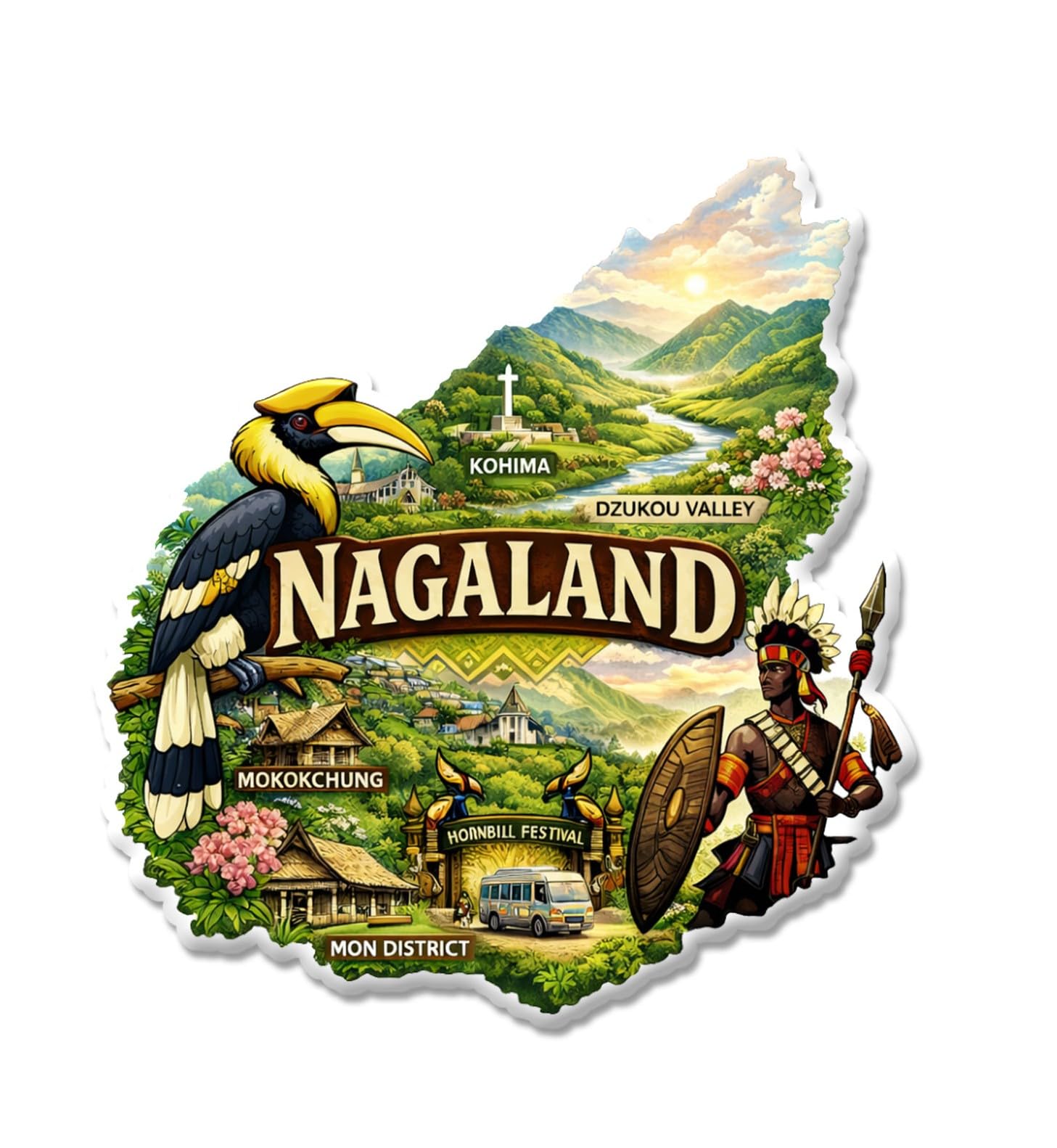 Kerala Fridge Magnet - God's Own Country Design -30