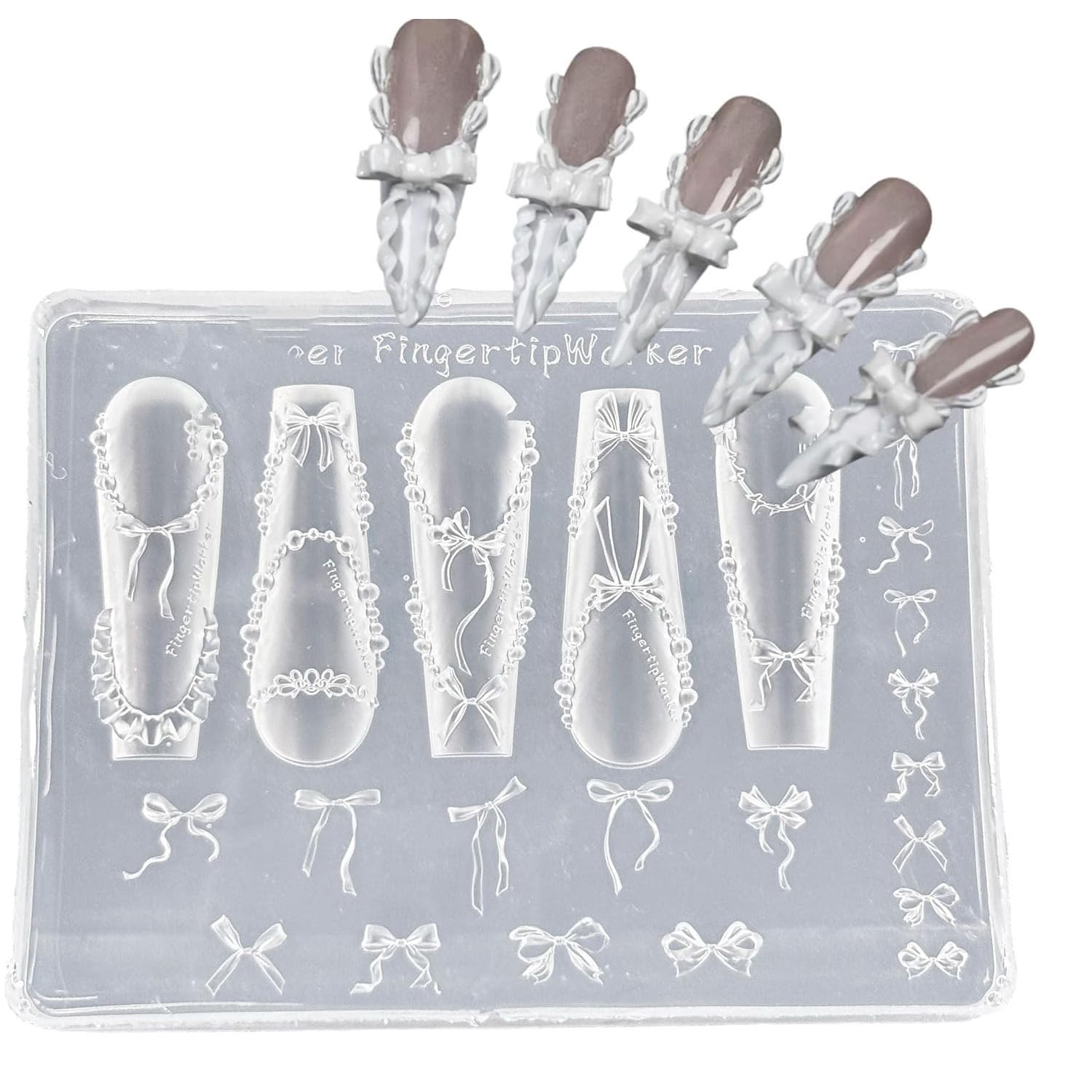 Nail Molds, Silicone Nail Molds, Silicone Mold, Elegant Lace Bow Embossed Design 3D Nail Art Tool for Creating DIY Nail Charms and Nail Accessories-picture-14