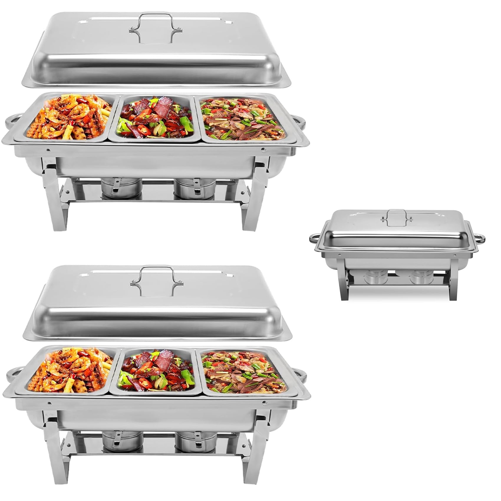 2Pack Chafing Dishes for Buffet, Stainless Steel Chafing Dish Buffet Complete Set, 8 Quart Chafers and Food Warmers Sets for Party, 63 * 35 * 31Cm