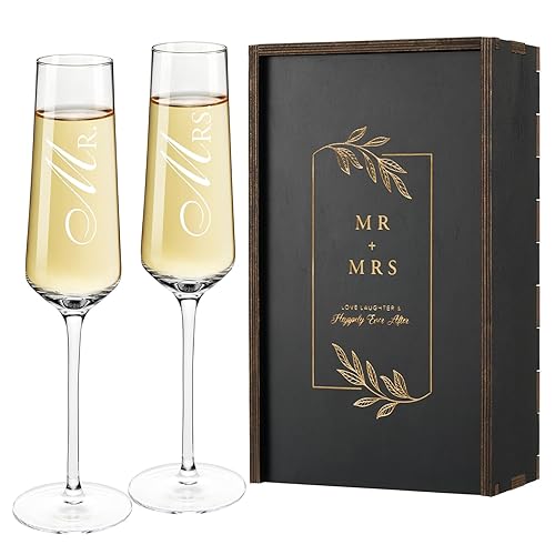 AW BRIDAL Mr and Mrs Gifts Wedding Champagne Flutes, Engagement