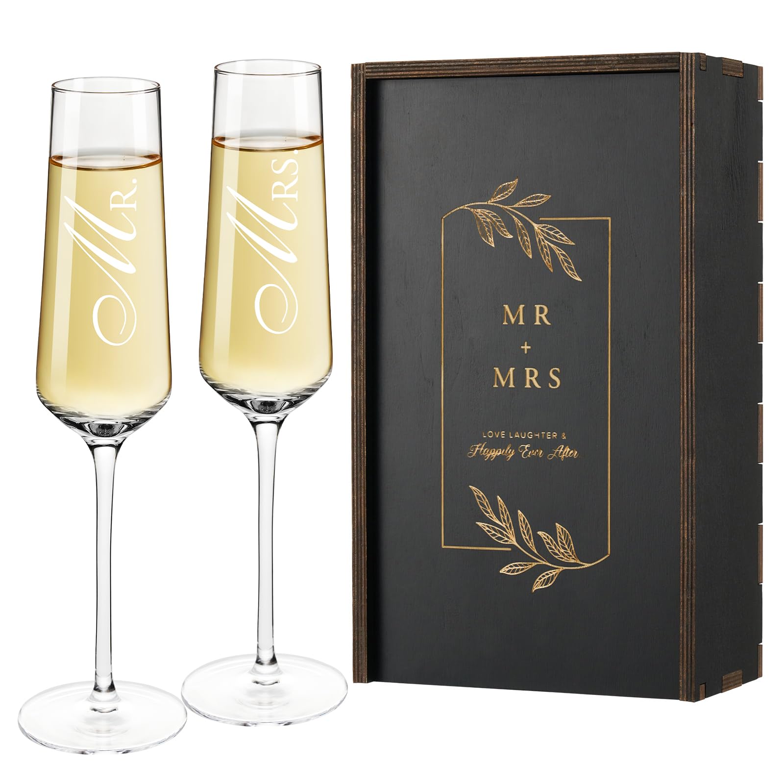 AW BRIDAL Mr Mrs Gifts Wedding Champagne Flutes, Engagement Gift for Couple
