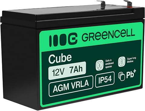 Green Cell AGM 12V 7Ah VRLA Batteria al Piombo per Casse e Bilance | Per Giocattoli per Bambini, Tosaerba, Sistemi di Allarme e Antincendio, Telecamere di Sorveglianza e Telecomunicazioni