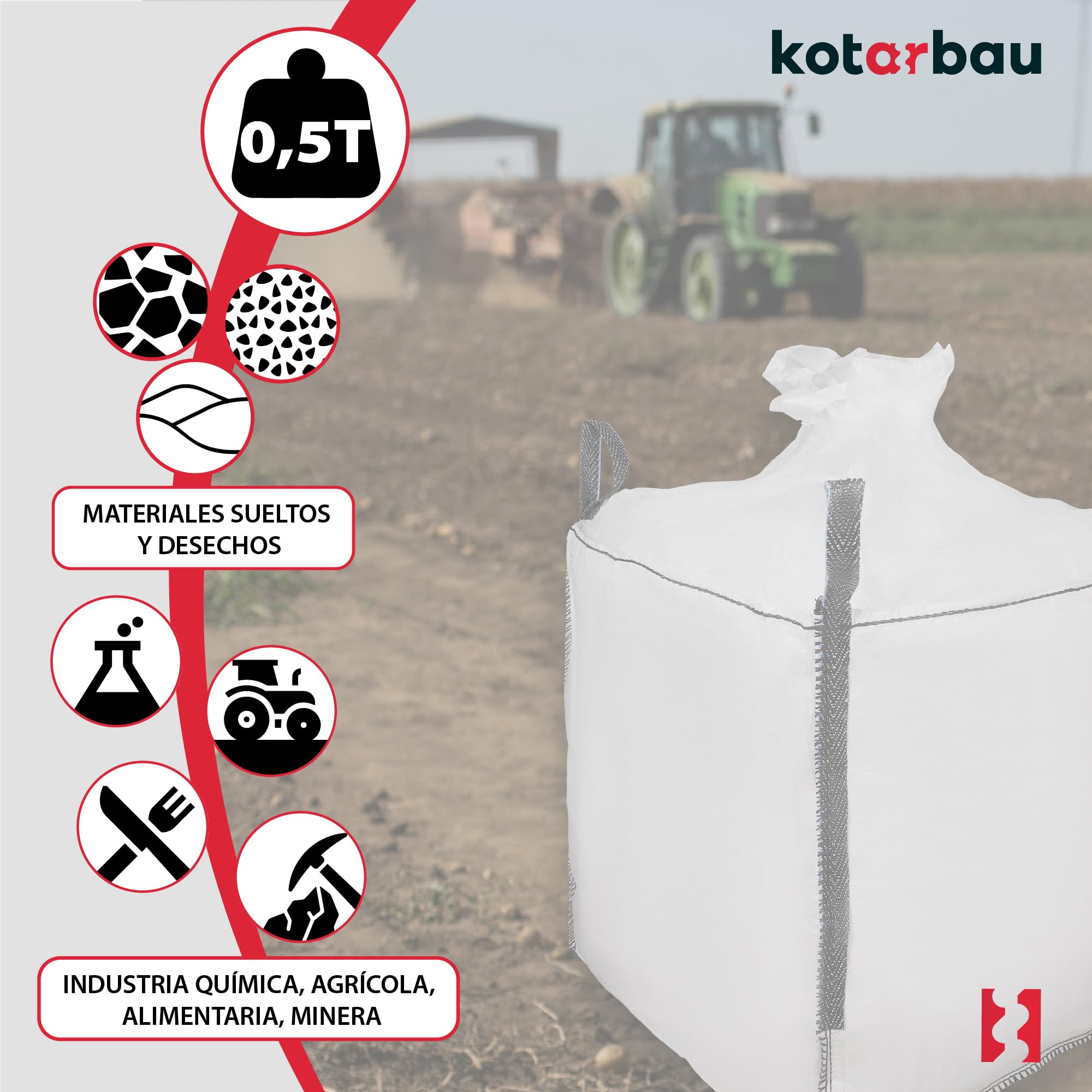 KOTARBAU® 2 sacos grandes de 90 x 90 x 90 cm para jardín, delantal estable y embudo de salida de 500 kg, polipropileno, para cargas pesadas, bolsas de residuos de jardín, bolsas de basura, bolsas de