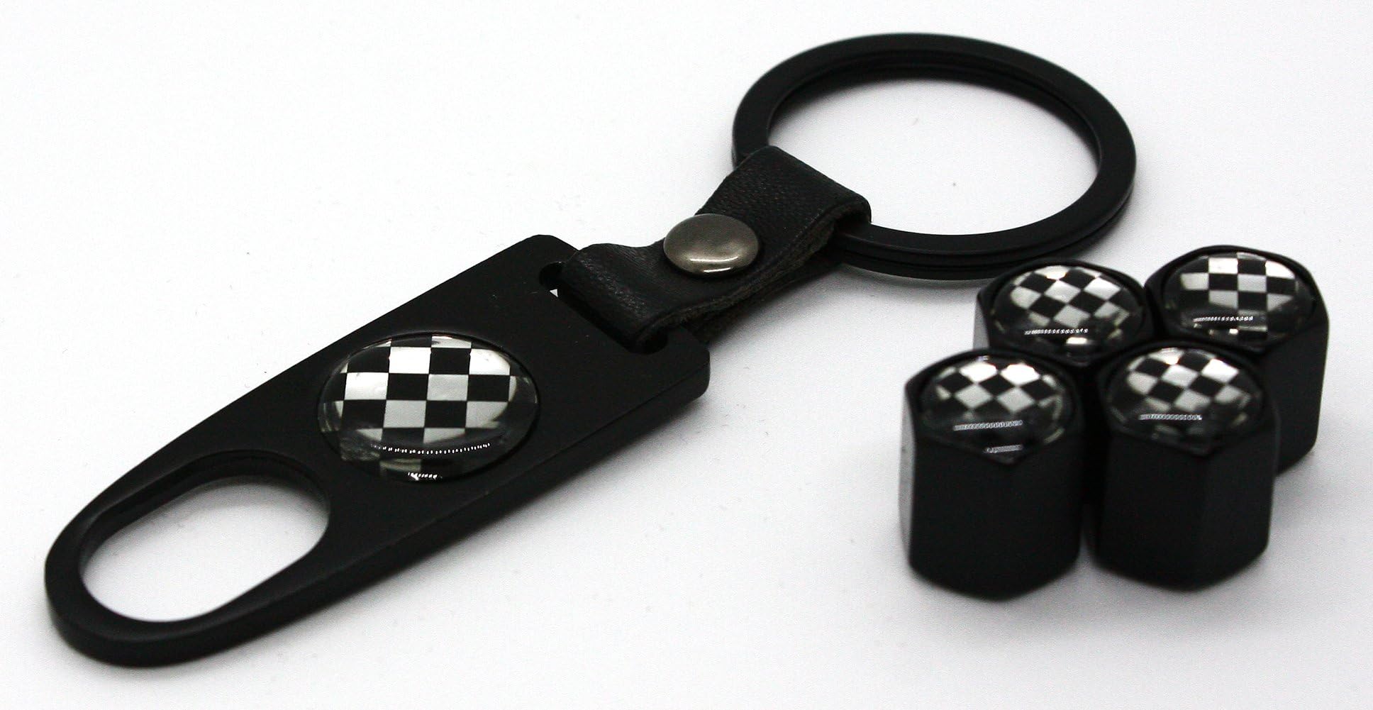 Key Chain Ring Accessories Tire Stem Valve Caps Check 4pcs Decal Parts