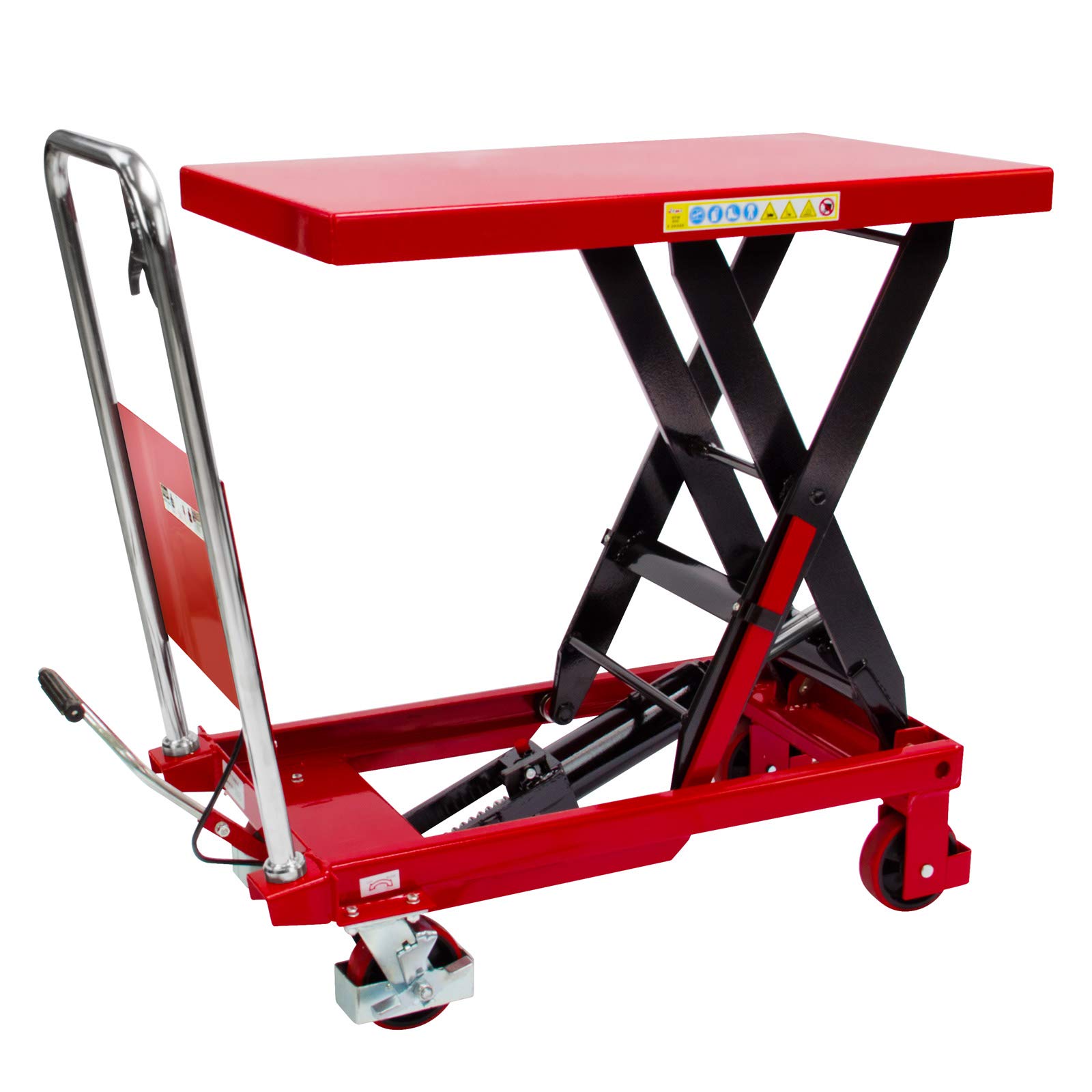 DEMA Hubtischwagen Quicklift TF-500 – Hydraulischer Hubwagen, Fahrbarer Hubtisch, Transportwagen, Tischwagen, 500 kg Tragkraft, Stahl, Rot, Robust & Vielseitig, Ideal für Werkstatt & Lager