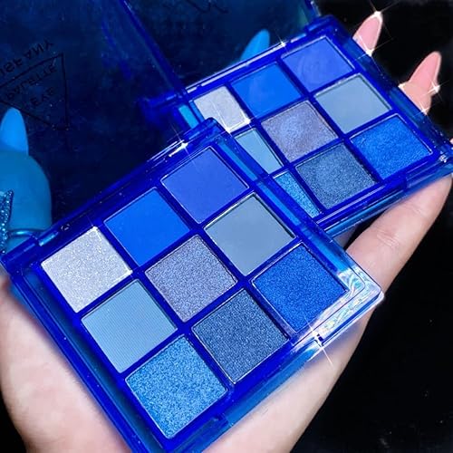 Miniatura 6 de AMY'S DIARY Paleta de sombras de ojos azul con purpurina, sombra de ojos azul marino, sombra de ojos brillante y brillante, sombra de ojos azul con